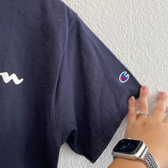 Champion Navy Blue 100% Cotton Graphic T Shirt Size Medium - Picture 3 of 6